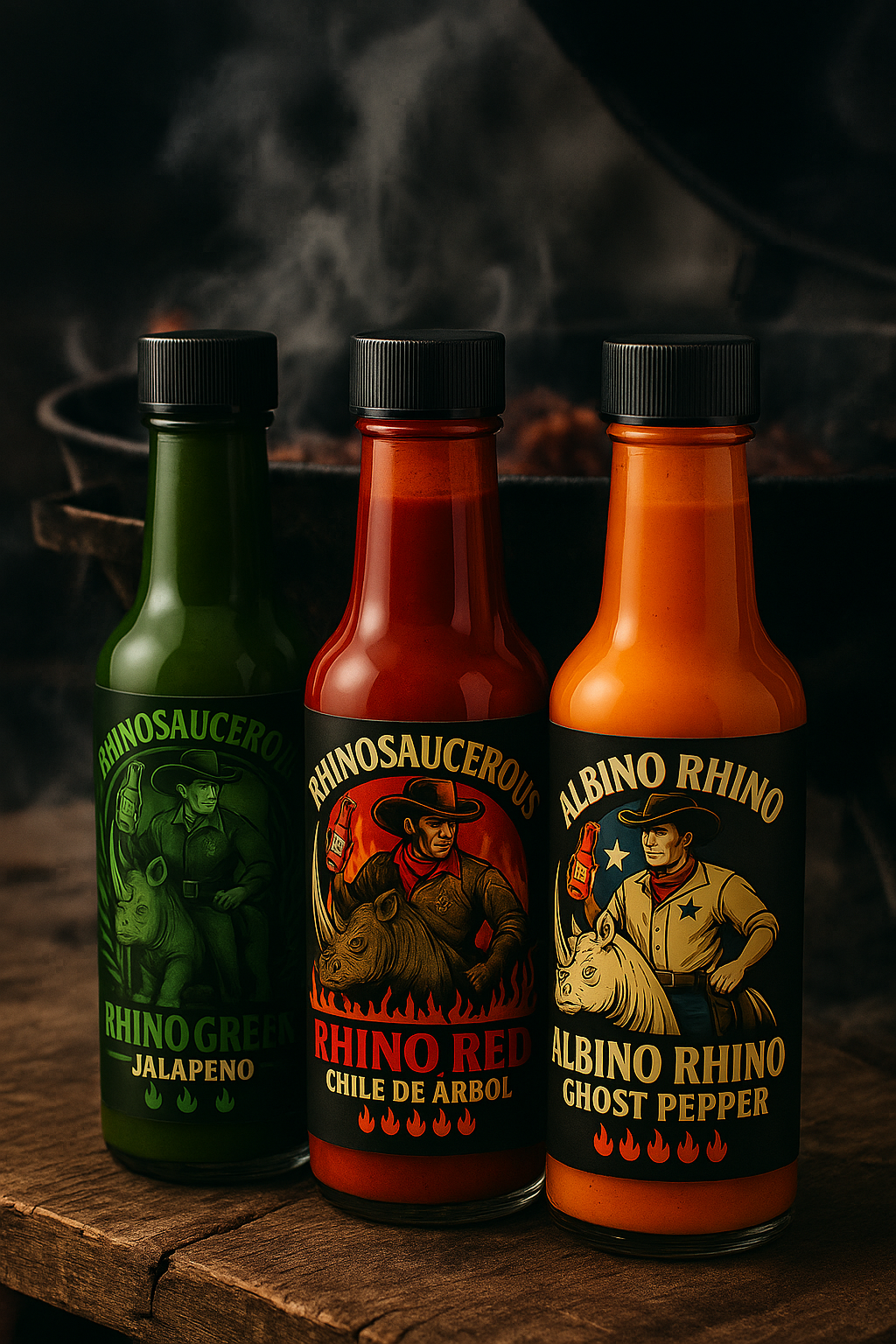 The Herd 3-Pack – RhinoSaucerous Hot Sauce Trio